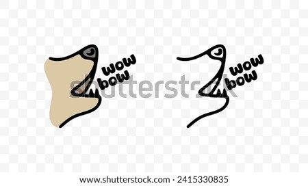 Dog barks bow-wow, graphic design. Animal and pet, toys for dogs, cynology, pet store and feed, vector design and illustration