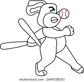 Dog Baseball Baseball bat Animal Vector Graphic Art Illustration