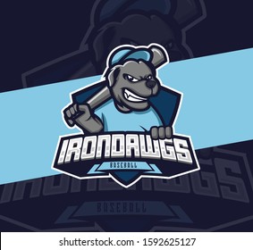 dog baseball mascot logo design