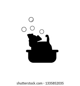 Dog in a basin bathed sign