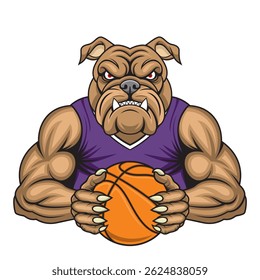 design de ilustração de vetor mascote de basquete de cachorro