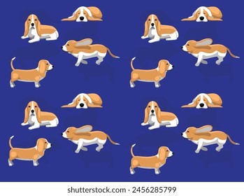 Dog Basset Hound Lemon Coat Cartoon Cute Seamless Wallpaper Background