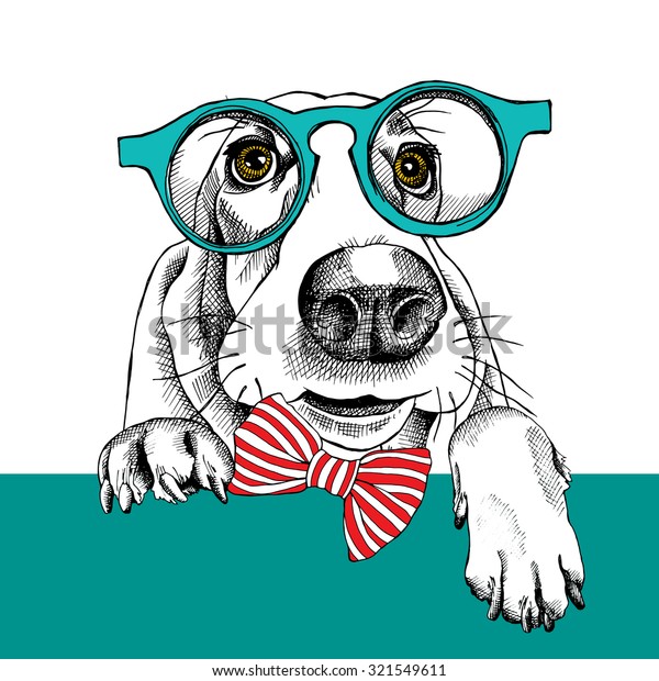 Dog Basset Hound Portrait Glasses Tie Stock Vector (Royalty Free) 321549611