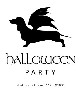 Dog with bat wings, Halloween party theme, vector illustration