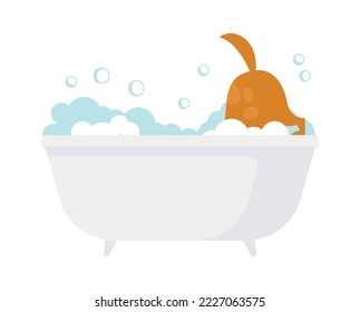 Dog bathe flat icon Washing fur Care and love