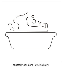 dog bathing in bathtub vector logo design