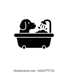 Dog in Bathtub Splashing Water Minimal Icon