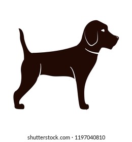 Dog beagle animal.Cartoon character silhouette.Icon websites veterinary clinics. Line art flat vector.House pet.