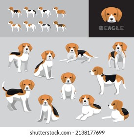 Juego de variación de color del vector de dibujos animados de beagle de perro