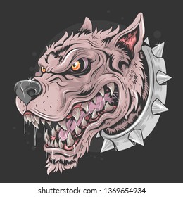 Dog Beast Face wild punk artwork detail vector
