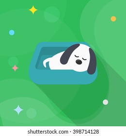 Dog bed icon , Vector flat long shadow design.