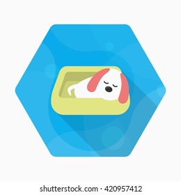 Dog bed icon , Vector flat long shadow design.