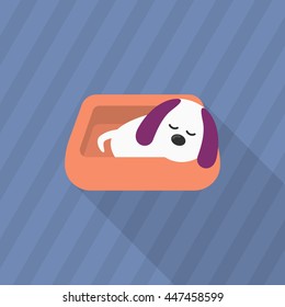 Dog bed icon , Vector flat long shadow design.