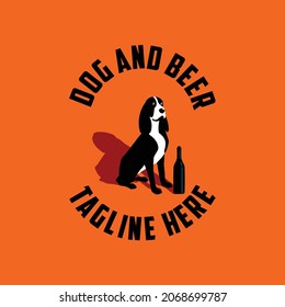 Dog and Beer , logo for bar or club enjoying beer or other