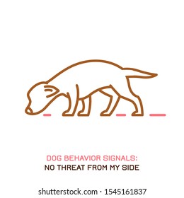 Dog behavior icon. Domestic animal or pet language. Peaceful dog. No threat from my side. Doggy reaction. Simple icon, symbol, sign. Editable vector illustration isolated on white background   