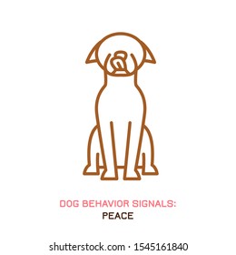 Dog behavior icon. Domestic animal or pet language. Peaceful dog. No threat from my side. Doggy reaction. Simple icon, symbol, sign. Editable vector illustration isolated on white background