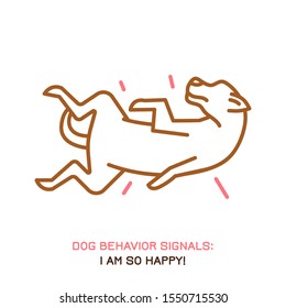 Dog behavior icon. Domestic animal or pet language. Happy dog. No threat from my side. Doggy reaction. Simple icon, symbol, sign. Editable vector illustration isolated on white background