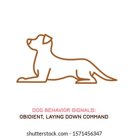 Dog behavior icon. Domestic animal or pet language. Peaceful dog. No threat from my side. Doggy reaction. Simple icon, symbol, sign. Editable vector illustration isolated on white background   