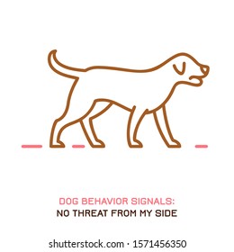 Dog behavior icon. Domestic animal or pet language. Peaceful dog. No threat from my side. Doggy reaction. Simple icon, symbol, sign. Editable vector illustration isolated on white background   