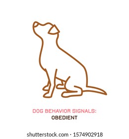 Dog behavior icon. Domestic animal or pet language. Peaceful dog. No threat from my side. Doggy reaction. Simple icon, symbol, sign. Editable vector illustration isolated on white background   