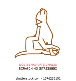 Dog behavior icon. Domestic animal or pet language. Scratching. Stress release. Doggy reaction. Simple icon, symbol, sign. Editable vector illustration isolated on white background   