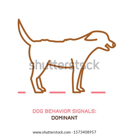 Dog behavior icon. Domestic animal or pet language. Dominant labrador. Aggressive reaction. Bad signal. Simple icon, symbol, sign. Editable vector illustration isolated on white background   