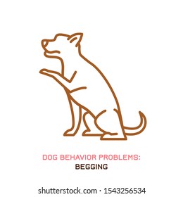 Dog behavior problem icon. Domestic animal or pet language. Begging dog. I want a treat. Doggy reaction. Simple icon, symbol, sign. Editable vector illustration isolated on white background