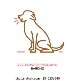 Dog behavior problem icon. Domestic animal or pet language. Yapping dog. Loud barking. Doggy reaction. Simple icon, symbol, sign. Editable vector illustration isolated on white background