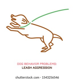 Dog behavior problem icon. Domestic animal or pet language. Aggressive dog. Leash aggression. Doggy reaction. Simple icon, symbol, sign. Editable vector illustration isolated on white background