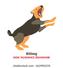 Dog behavior problem icon. Domestic animal or pet language. Aggressive dog. Bitting. Doggy reaction. Simple icon, symbol, sign. Editable vector illustration isolated on white background