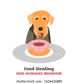 Dog behavior problem icon. Domestic animal or pet language. Hungry dog. Food stealing. Doggy reaction. Simple icon, symbol, sign. Editable vector illustration isolated on white background