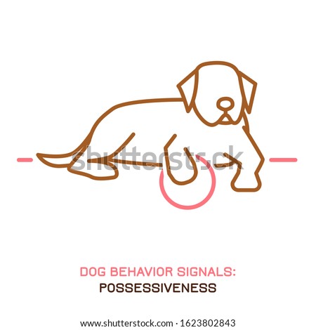 Dog behavior problem icon. Domestic animal or pet language. Possessive dog. Doggy aggressive reaction. Simple icon, symbol, sign. Editable vector illustration isolated on white background