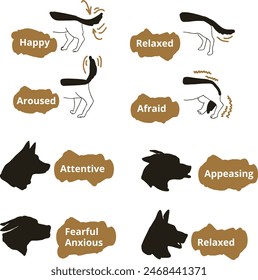 dog behaviours - german shepherd, digitally hand drawn