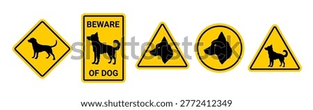 Dog beware sign guard icon. Dog danger forbidden pictogram vector icon caution.