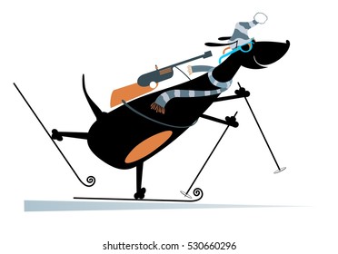 Dog a biathlon competitor