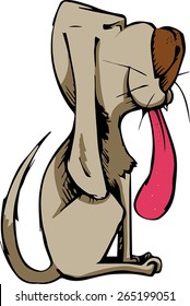 dog with big tongue sitting