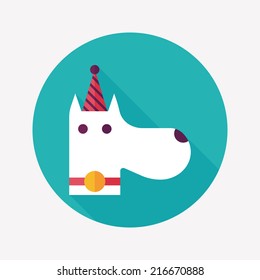 dog birthday flat icon with long shadow,eps10