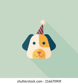 dog birthday flat icon with long shadow,eps10