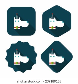 dog birthday flat icon with long shadow, eps10