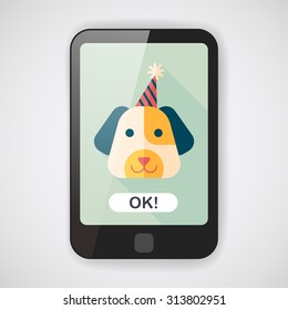 dog birthday flat icon with long shadow,eps10