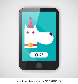 dog birthday flat icon with long shadow,eps10