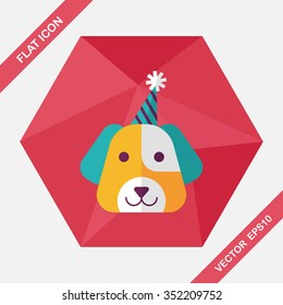 dog birthday flat icon with long shadow,eps10