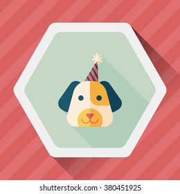 dog birthday flat icon with long shadow,eps10