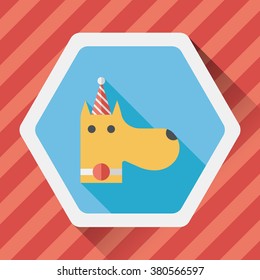 dog birthday flat icon with long shadow,eps10