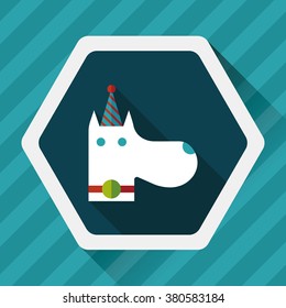 dog birthday flat icon with long shadow,eps10