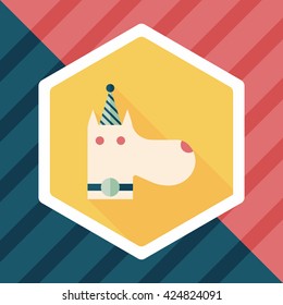 dog birthday flat icon with long shadow,eps10