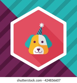 dog birthday flat icon with long shadow,eps10