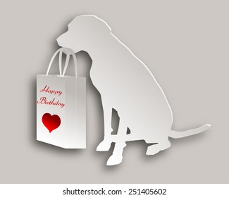 Dog with birthday gift