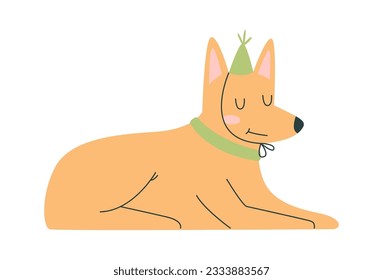 Dog With Birthday Hat Vector Illustration