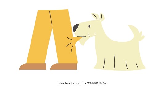 Dog Bites Man Vector Illustration